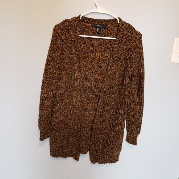 Forever 21 open front cardigan black and gold size small - Picture 1 of 3